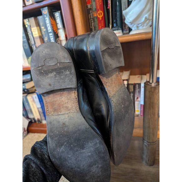 Justin Boots Mens 11.5D Roper Cowboy Western Mid Calf Black Leather Pull On